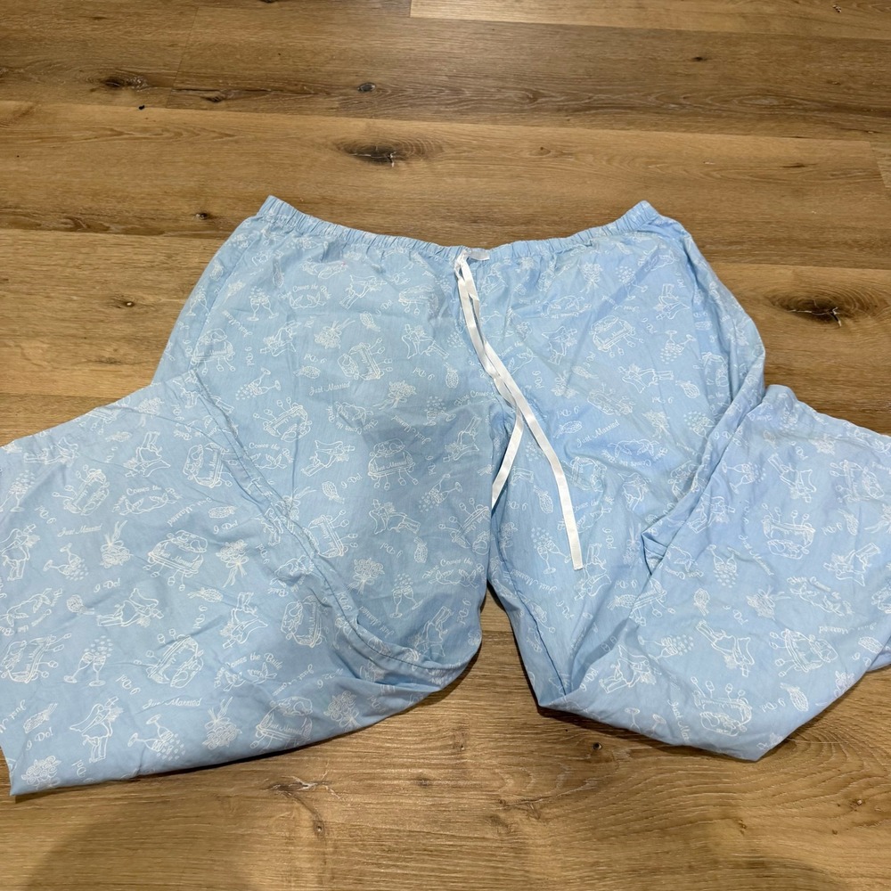 Cacique Pajama Pants Womens 22/24 Blue Cotton Just Married Bridal Sleep Bottoms